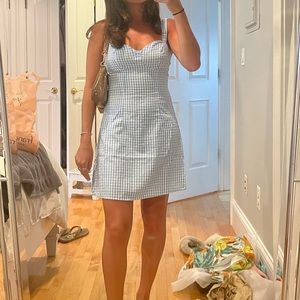 H&M blue and white checkered dress